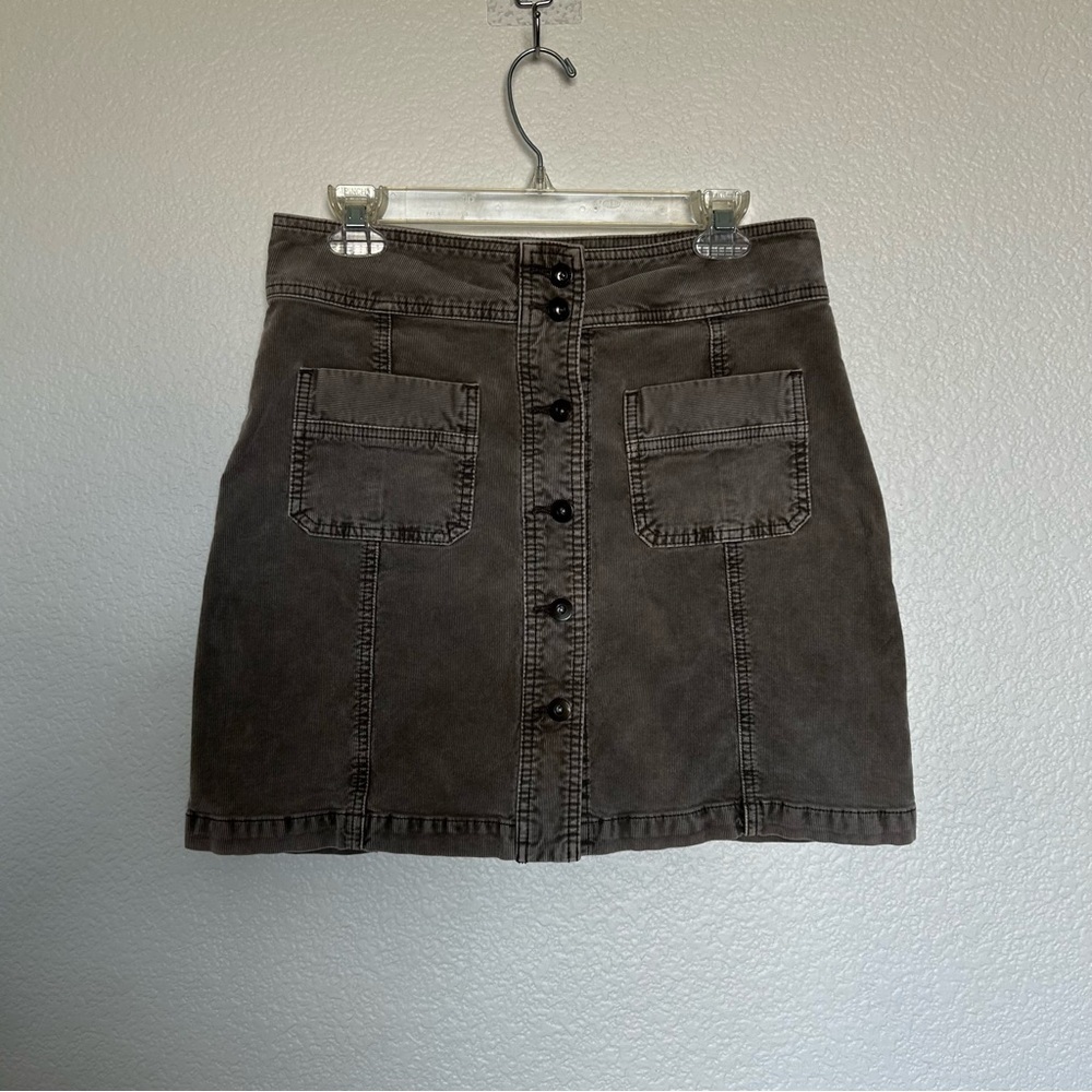 PrAna Corduroy Pencil Mini Skirt with Buttons an Pockets,Preppy, Dark academia
